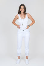 Load image into Gallery viewer, CROP WHITE JEANS WITH ORNATE SEQUIN DETAILS - GG943DC-LC
