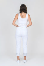 Load image into Gallery viewer, CROP WHITE JEANS WITH ORNATE SEQUIN DETAILS - GG943DC-LC
