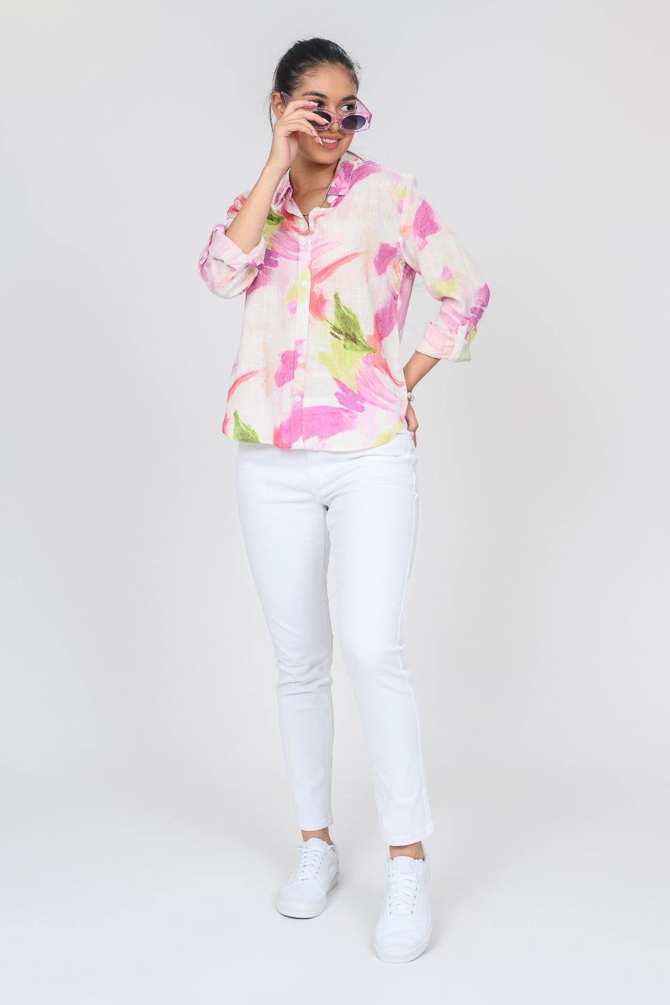 LADIES SPRING SUMMER MULTI BRUSHSTROKE TUNIC - 93118