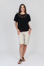 Load image into Gallery viewer, LADIES SPRING SUMMER KNIT TOP WITH CROCHET INSET - 93128
